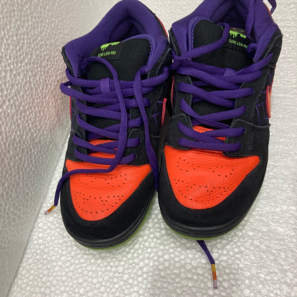Nike Black and Orange Sneakers with Purple Accent Trick or Treat sneakers